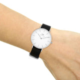 DANIEL WELLINGTON CLASSIC PETITE CORNWALL SILVER STAINLESS STEEL DW00100254 BLACK NATO STRAP WOMEN'S WATCH