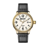 INGERSOLL DISCOVERY THE APSLEY AUTOMATIC GOLD STAINLESS STEEL 102702 BLACK LEATHER STRAP MEN'S WATCH - H2 Hub Watches