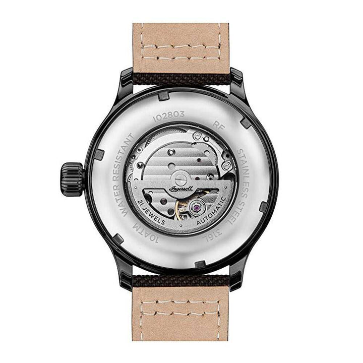 INGERSOLL DISCOVERY THE APSLEY AUTOMATIC GREY STAINLESS STEEL 102803 BROWN NYLON STRAP MEN'S WATCH - H2 Hub Watches