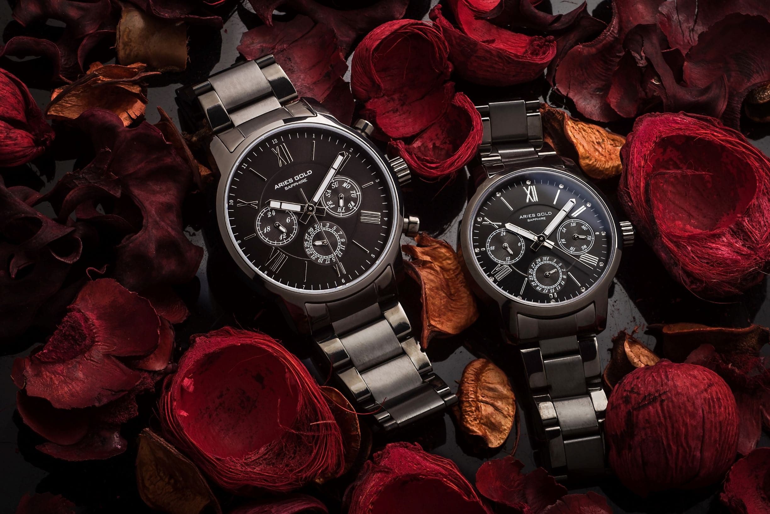 ARIES GOLD URBAN ETERNAL G 103 & B 103 BK-BK COUPLE'S WATCHES - H2 Hub Watches