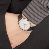 BERING 10540-404 CLASSIC CHRONOGRAPH WHITE DIAL BLACK LEATHER STRAP MEN'S WATCH