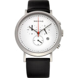 BERING 10540-404 CLASSIC CHRONOGRAPH WHITE DIAL BLACK LEATHER STRAP MEN'S WATCH