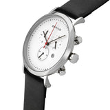 BERING 10540-404 CLASSIC CHRONOGRAPH WHITE DIAL BLACK LEATHER STRAP MEN'S WATCH