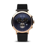 BERING 10540-567 CLASSIC POLISHED ROSE GOLD  BLACK LEATHER MEN'S WATCH