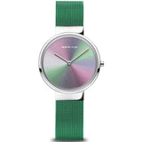BERING 10X31-ANNIVERSARY1 GREEN STAINLESS STEEL MESH WOMEN WATCH