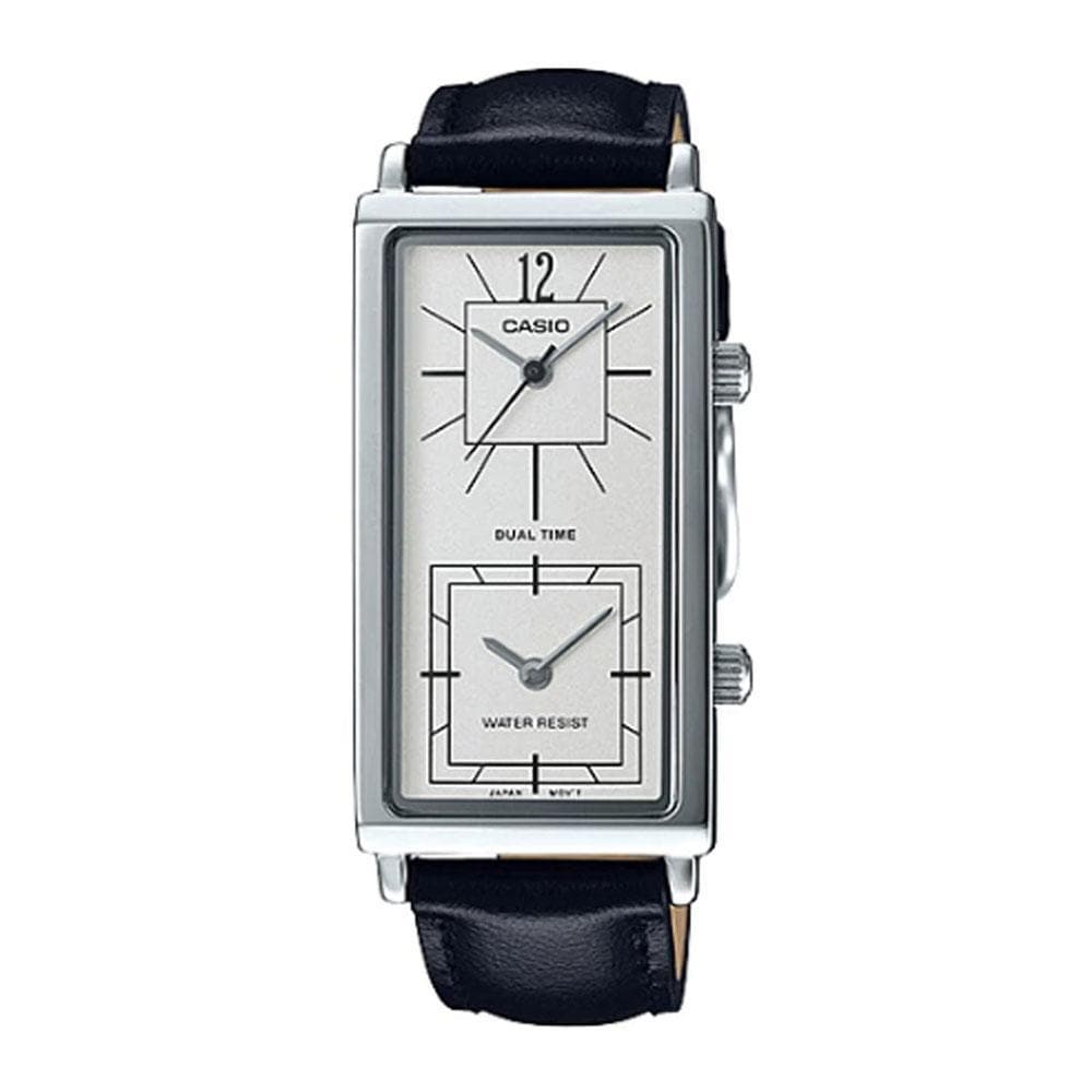 CASIO GENERAL LTP-E151L-7BDF QUARTZ SILVER STAINLESS STEEL BLACK LEATHER STRAP WOMEN'S WATCH - H2 Hub Watches