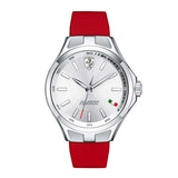 FERRARI SCUDERIA DONNA ANALOG SILVER STAINLESS STEEL 0820008 RED SILICONE STRAP WOMEN'S WATCH - H2 Hub Watches