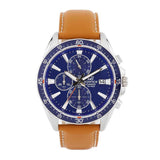 CASIO EDIFICE EFR-546L-2AVUDF CHRONOGRAPH SILVER STAINLESS STEEL BROWN LEATHER STRAP MEN'S WATCH - H2 Hub Watches