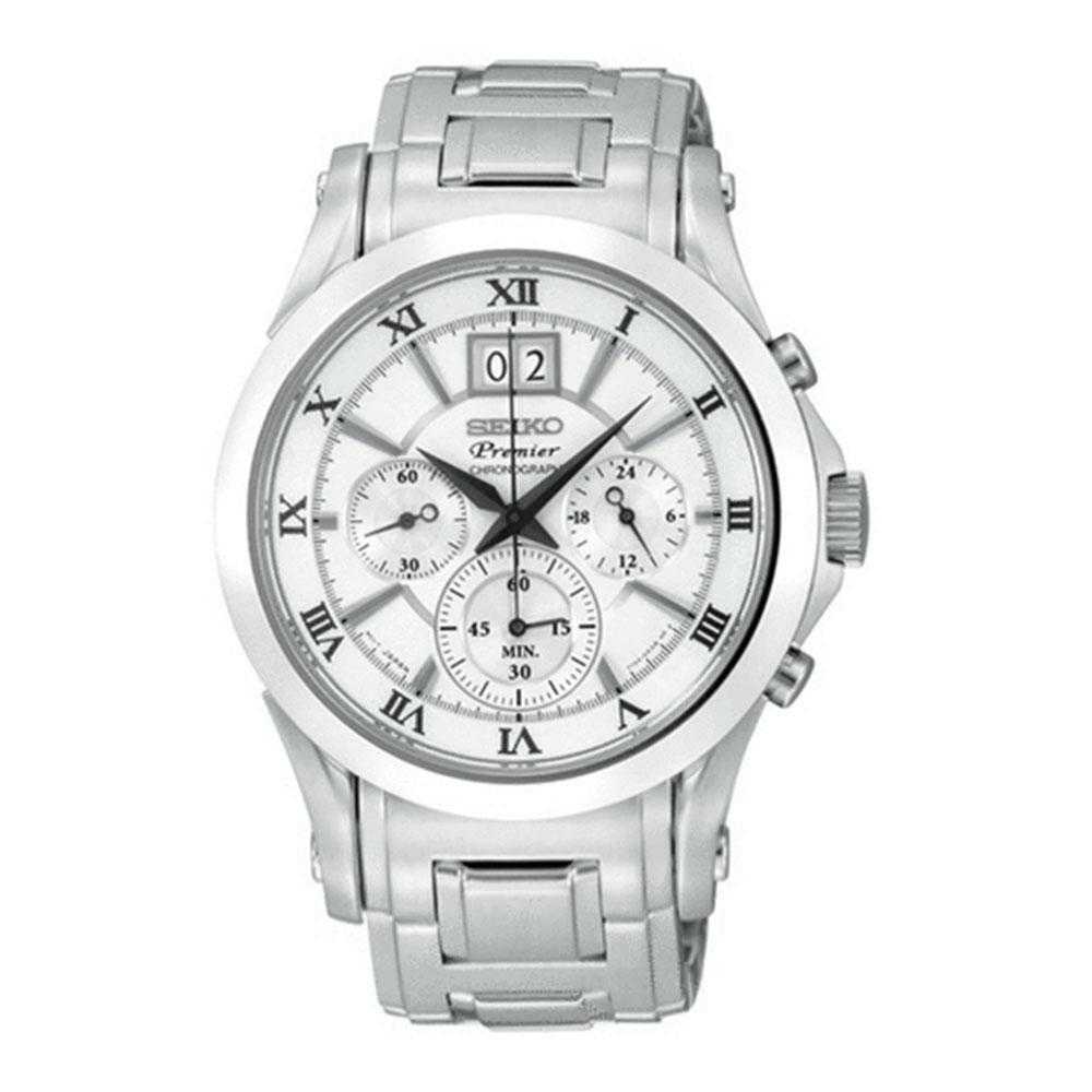 SEIKO PREMIER SPC063P1 CHRONOGRAPH STAINLESS STEEL MEN'S SILVER WATCH - H2 Hub Watches
