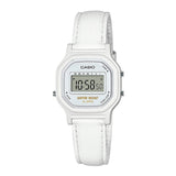 CASIO GENERAL LA-11WL-7ADF DIGITAL QUARTZ WHITE RESIN WHITE LEATHER STRAP WOMEN'S WATCH - H2 Hub Watches