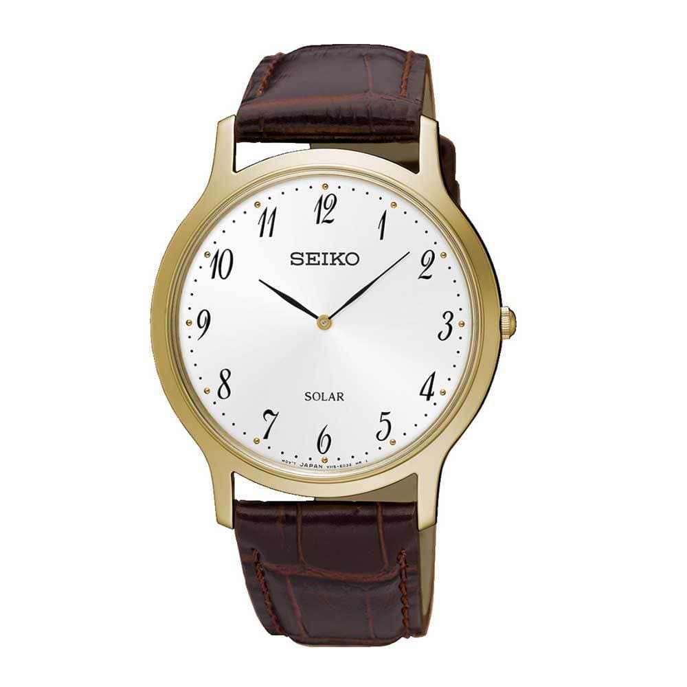 SEIKO GENERAL SUP860P1 SOLAR MEN'S BROWN LEATHER STRAP WATCH - H2 Hub Watches