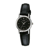 CASIO GENERAL LTP-1095E-1ADF QUARTZ SILVER STAINLESS STEEL BLACK LEATHER STRAP WOMEN'S WATCH - H2 Hub Watches