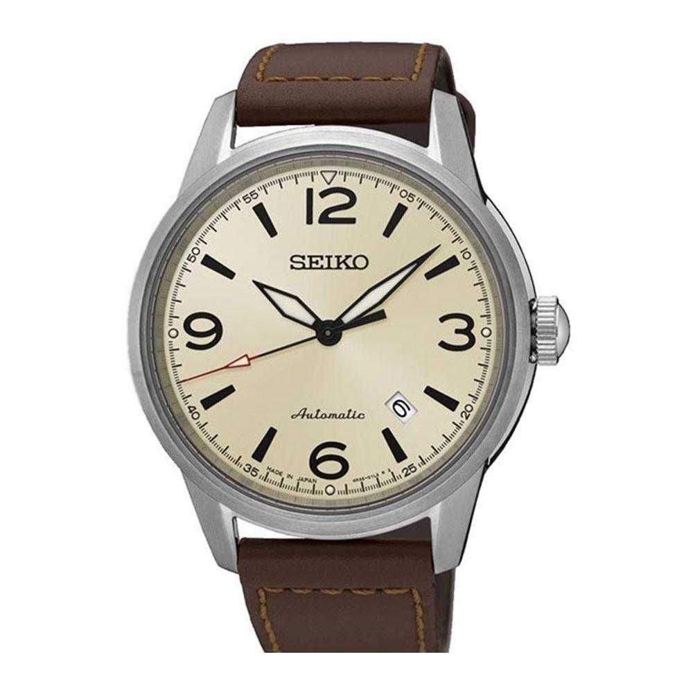 SEIKO PRESAGE SRPB03J1 AUTOMATIC MEN'S BROWN LEATHER STRAP WATCH - H2 Hub Watches