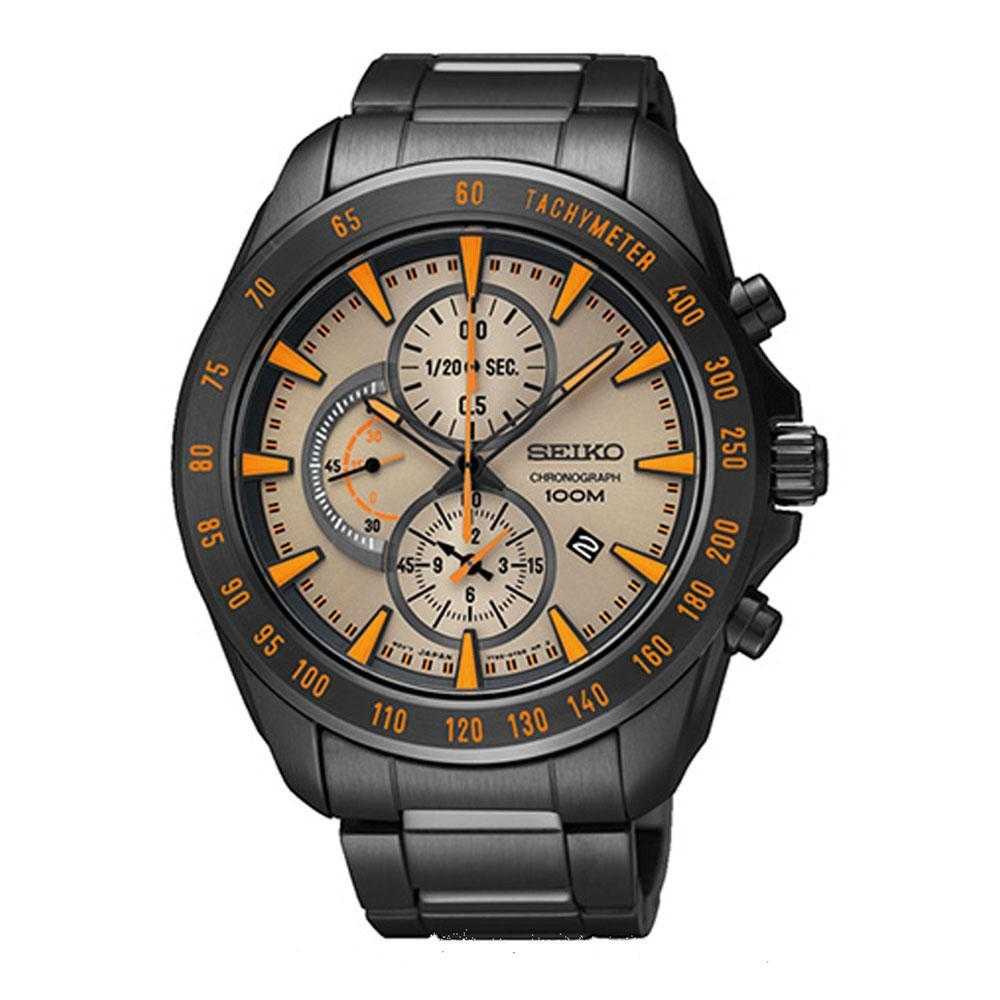 SEIKO CRITERIA SNDG49P1 CHRONOGRAPH STAINLESS STEEL MEN'S BLACK WATCH - H2 Hub Watches