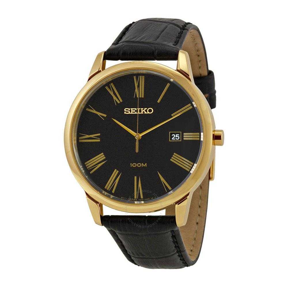 SEIKO GENERAL MONTRE SGEH14P1 ANALOG MEN'S BLACK LEATHER STRAP WATCH - H2 Hub Watches
