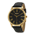 SEIKO GENERAL MONTRE SGEH14P1 ANALOG MEN'S BLACK LEATHER STRAP WATCH - H2 Hub Watches