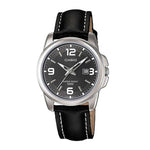 CASIO GENERAL LTP-1314L-8AVDF QUARTZ SILVER STAINLESS STEEL BLACK LEATHER STRAP WOMEN'S WATCH - H2 Hub Watches