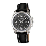 CASIO GENERAL LTP-1314L-8AVDF QUARTZ SILVER STAINLESS STEEL BLACK LEATHER STRAP WOMEN'S WATCH - H2 Hub Watches