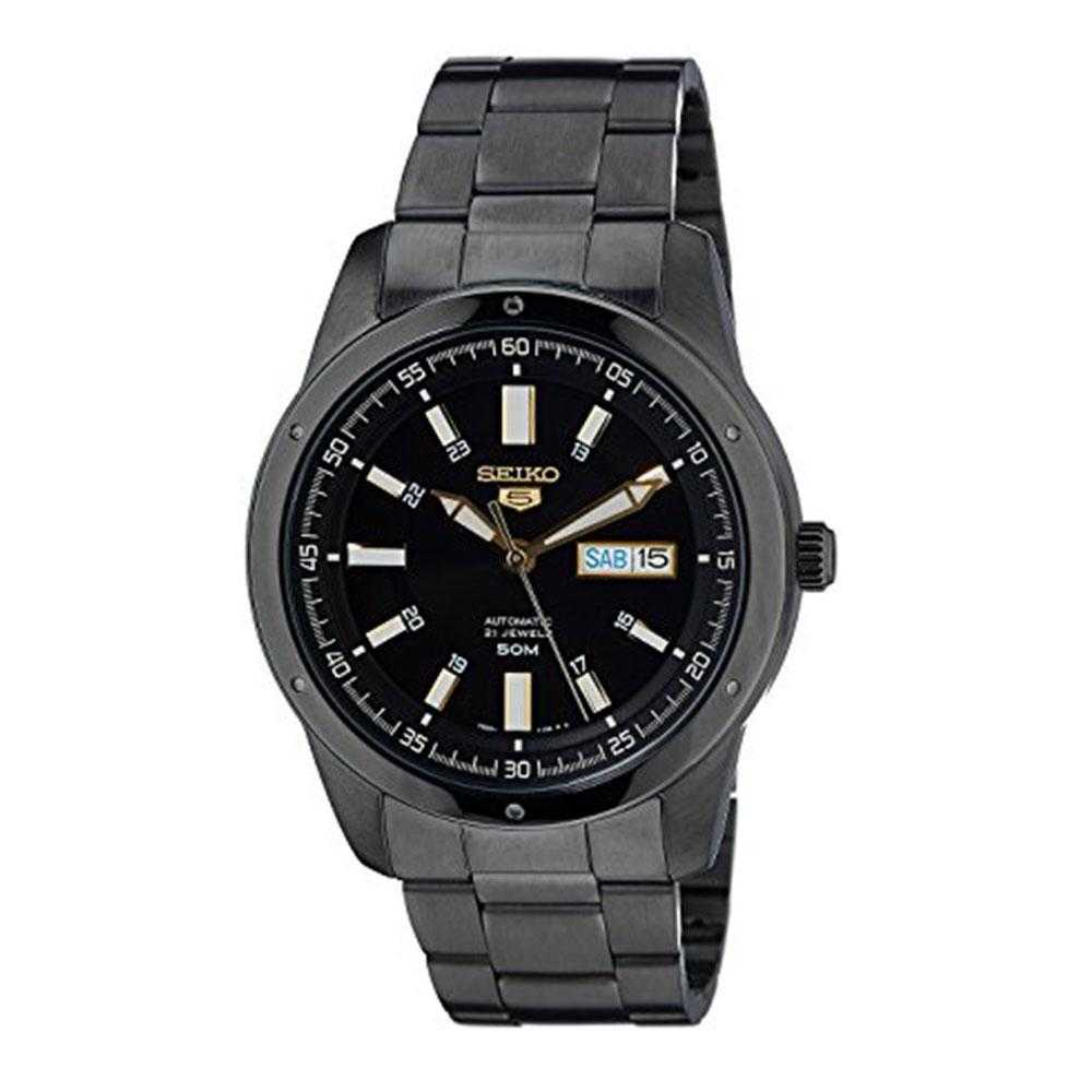 SEIKO 5 SNKN17K1 AUTOMATIC STAINLESS STEEL MEN'S BLACK WATCH - H2 Hub Watches