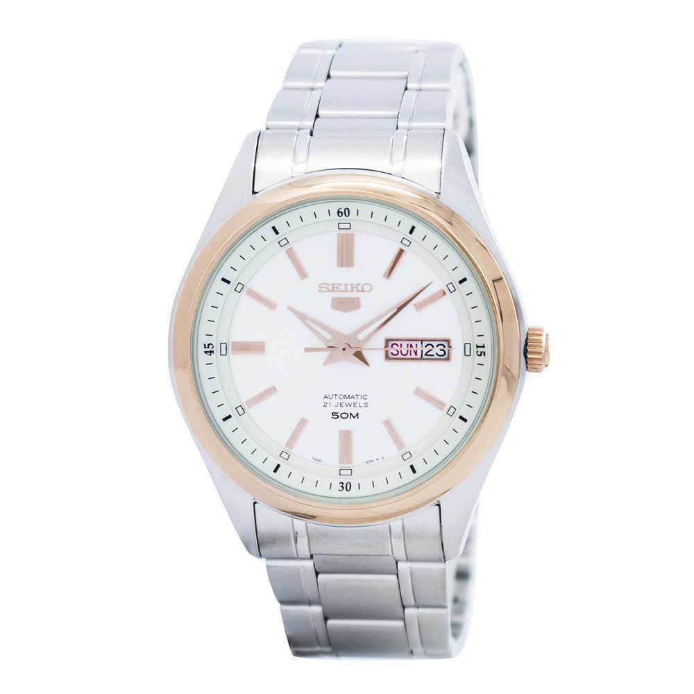 SEIKO 5 SNKN90K AUTOMATIC STAINLESS STEEL MEN'S TWO TONE WATCH - H2 Hub Watches