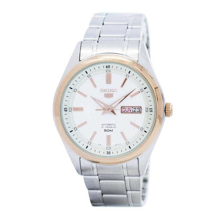 SEIKO 5 SNKN90K AUTOMATIC STAINLESS STEEL MEN'S TWO TONE WATCH - H2 Hub Watches