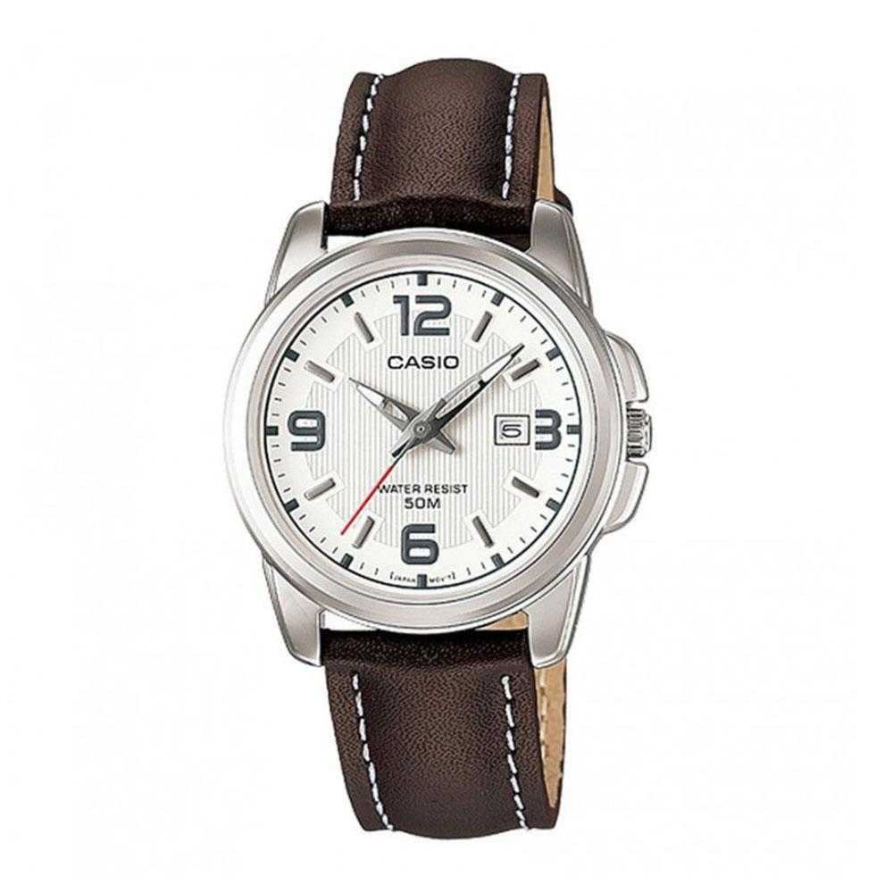 CASIO GENERAL LTP-1314L-7AVDF  QUARTZ SILVER STAINLESS STEEL BROWN LEATHER STRAP WOMEN'S WATCH - H2 Hub Watches