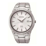 SEIKO GENERAL SNE339P1 SOLAR QUARTZ STAINLESS STEEL MEN'S SILVER WATCH - H2 Hub Watches