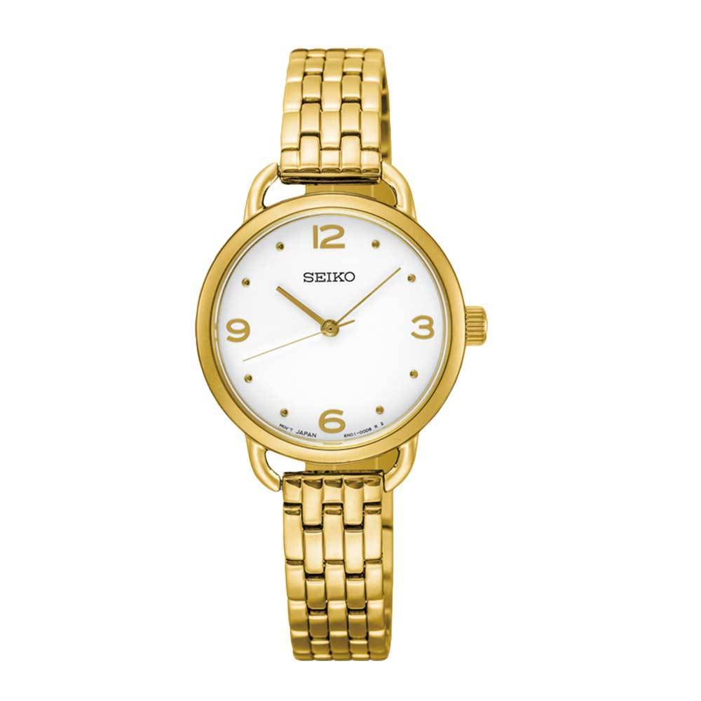 SEIKO GENERAL SUR670P1 QUARTZ STAINLESS STEEL WOMEN'S GOLD WATCH - H2 Hub Watches