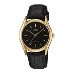 CASIO GENERAL MTP-1094Q-1A QUARTZ GOLD STAINLESS STEEL BLACK LEATHER STRAP MEN'S WATCH - H2 Hub Watches