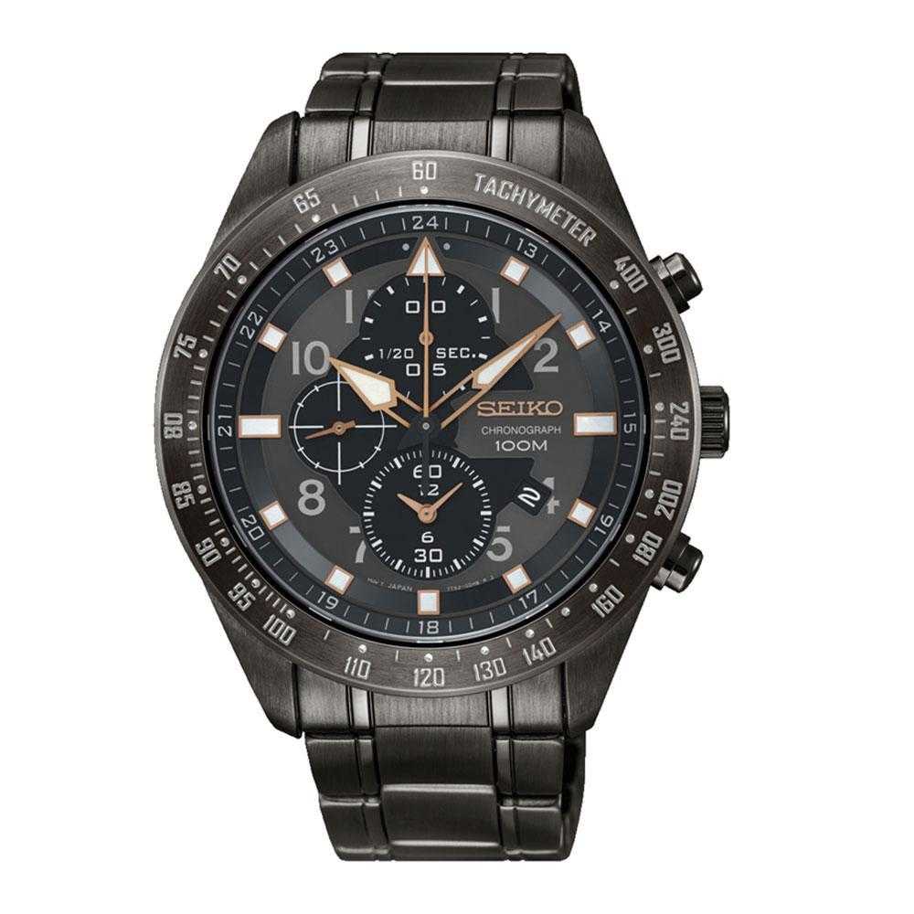SEIKO GENERAL SNDH41P1 CHRONOGRAPH STAINLESS STEEL MEN'S BLACK WATCH - H2 Hub Watches