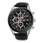 SEIKO GENERAL NEO SPORTS SSB183P1 CHRONOGRAPH MEN'S BLACK LEATHER STRAP WATCH - H2 Hub Watches