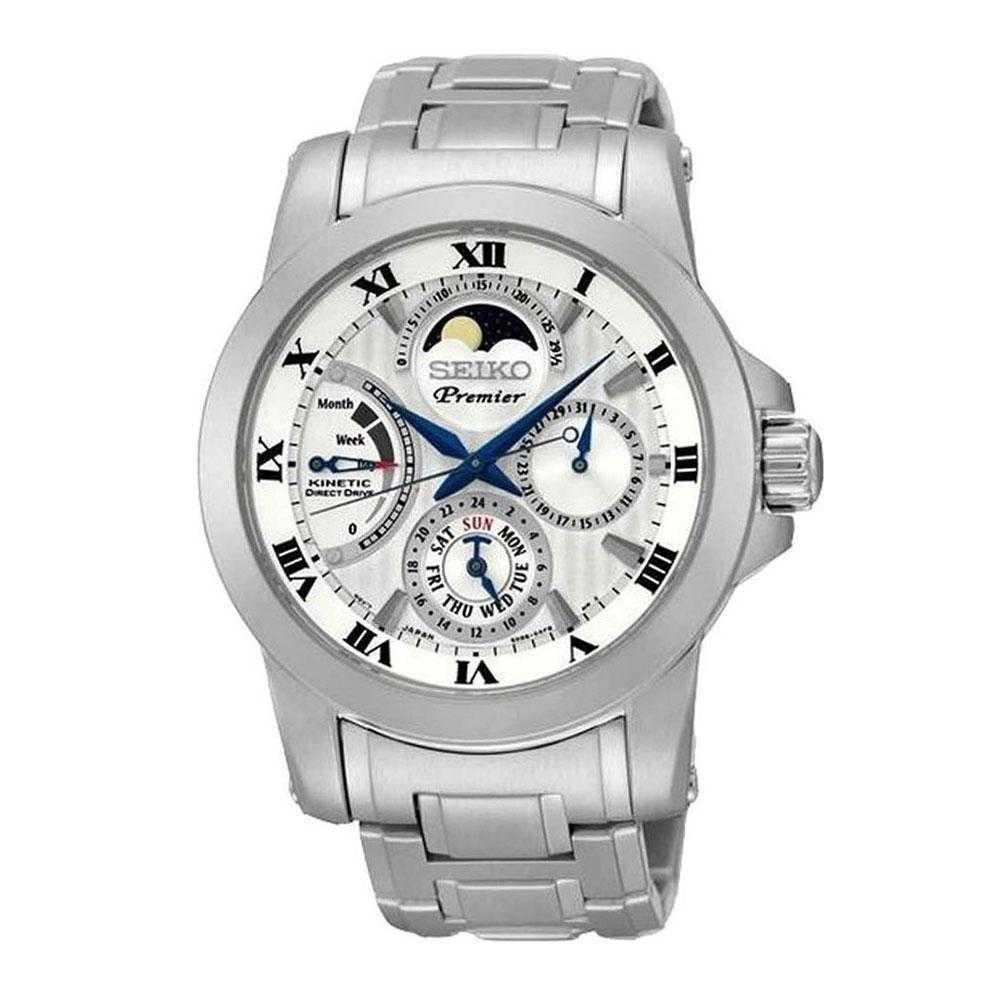 SEIKO PREMIER KINETIC DIRECT DRIVE SRX011P1 STAINLESS STEEL MEN'S SILVER WATCH - H2 Hub Watches