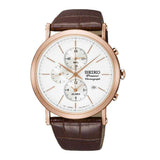 SEIKO GENERAL SNAF82P1 CHRONOGRAPH MEN'S BROWN LEATHER STRAP WATCH - H2 Hub Watches