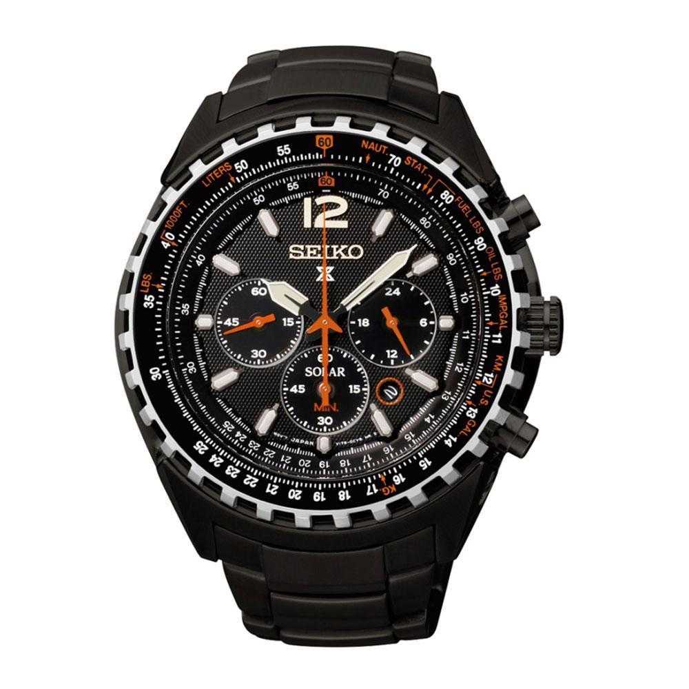 SEIKO PROSPEX SSC263P1 SOLAR CHRONOGRAPH STAINLESS STEEL MEN'S BLACK WATCH - H2 Hub Watches