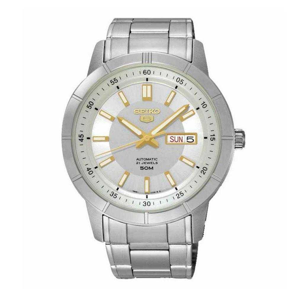 SEIKO 5 AUTOMATIC SNKN53K1 STAINLESS STEEL MEN'S SILVER WATCH - H2 Hub Watches
