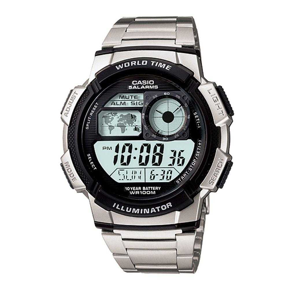 CASIO GENERAL AE-1100WD-1AVDF DIGITAL QUARTZ SILVER STAINLESS STEEL MEN'S WATCH - H2 Hub Watches