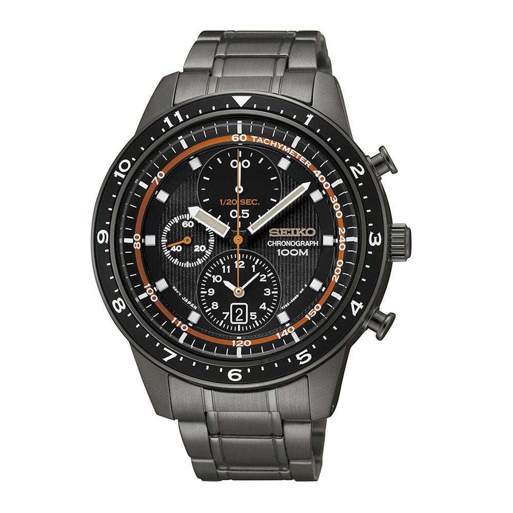 SEIKO GENERAL SNDF41P1 CHRONOGRAPH STAINLESS STEEL MEN'S BLACK WATCH - H2 Hub Watches