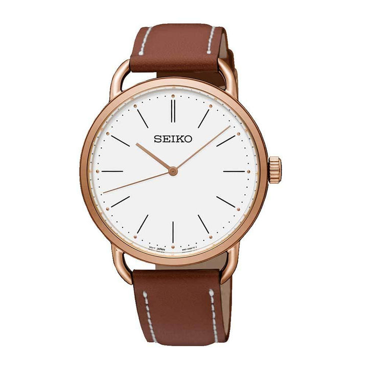 SEIKO GENERAL RECRAFT SUR238P1 QUARTZ MEN'S BROWN LEATHER STRAP WATCH - H2 Hub Watches