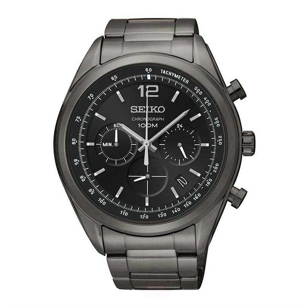 SEIKO GENERAL SSB093P1 CHRONOGRAPH STAINLESS STEEL MEN'S BLACK WATCH - H2 Hub Watches