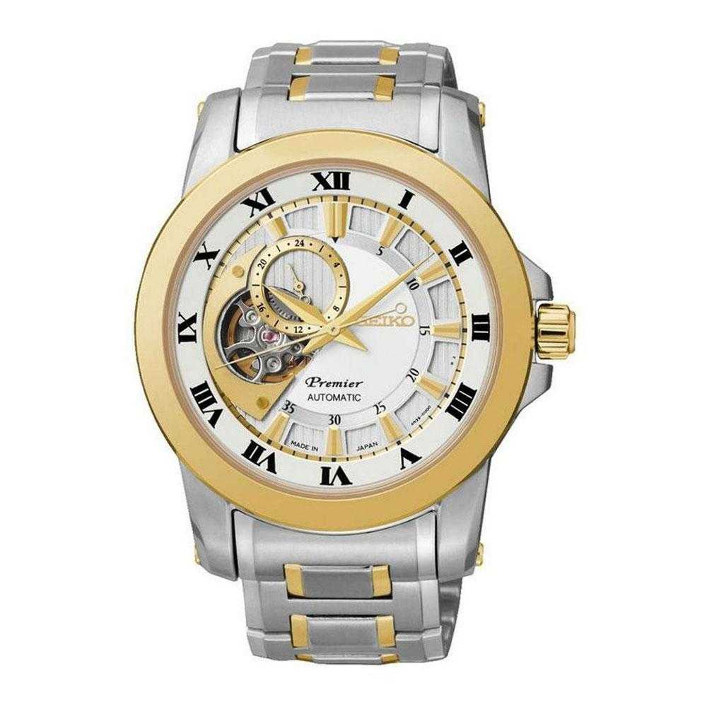 SEIKO PREMIER SSA216J1 AUTOMATIC STAINLESS STEEL MEN'S TWO TONE WATCH - H2 Hub Watches