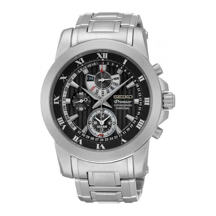 SEIKO PREMIER PERPETUAL SPC161P1 CHRONOGRAPH STAINLESS STEEL MEN'S SILVER WATCH - H2 Hub Watches
