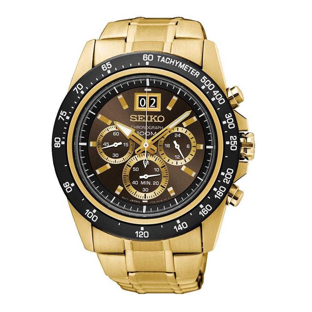 SEIKO GENERAL LORD SPC236P1 CHRONOGRAPH STAINLESS STEEL MEN'S GOLD WATCH - H2 Hub Watches