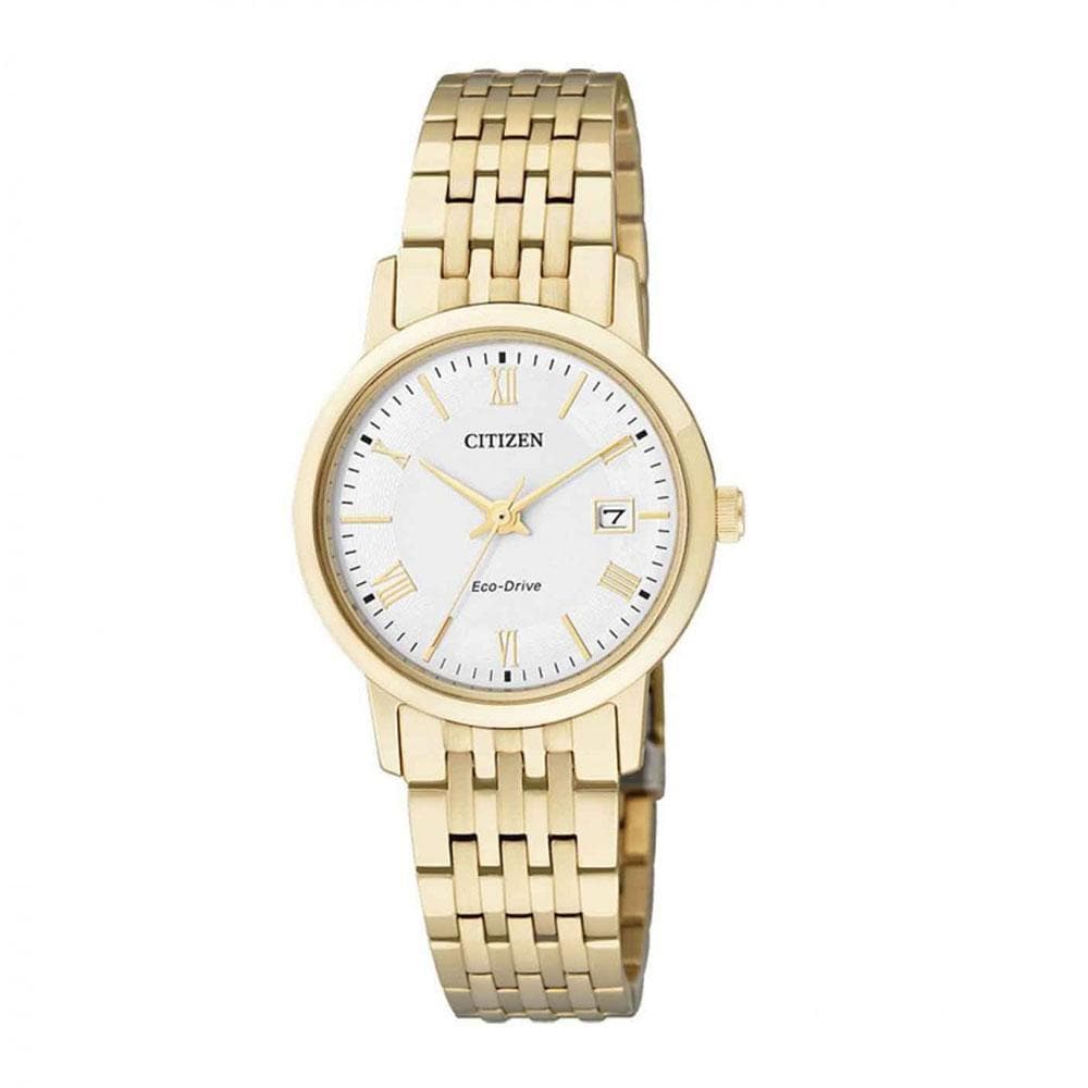 CITIZEN EW1582-54A ECO-DRIVE GOLD STAINLESS STEEL WOMEN'S WATCH - H2 Hub Watches