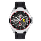 FERRARI SCUDERIA ANALOG QUARTZ SILVER STAINLESS STEEL 0830510 BLACK RUBBER STRAP MEN'S WATCH - H2 Hub Watches