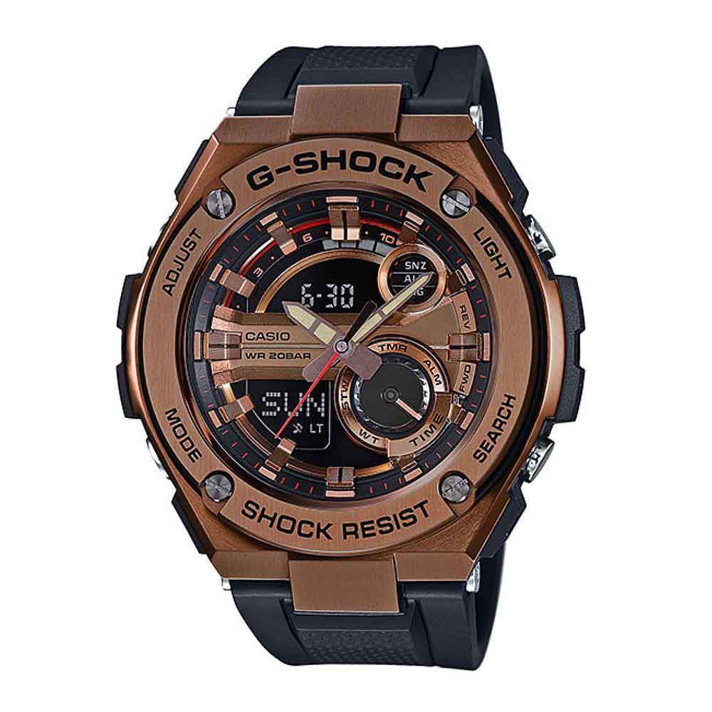 CASIO G-SHOCK GST-210B-4ADR G-STEEL DIGITAL QUARTZ ROSE GOLD STAINLESS STEEL BLACK RESIN STRAP MEN'S WATCH - H2 Hub Watches