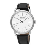 SEIKO GENERAL RECRAFT SUR237P1 QUARTZ MEN'S BLACK LEATHER STRAP WATCH - H2 Hub Watches