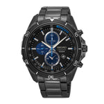 SEIKO CRITERIA SNDH15P1 CHRONOGRAPH STAINLESS STEEL MEN'S BLACK WATCH - H2 Hub Watches