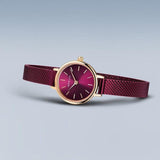 BERING 11022-969 CLASSIC POLISHED ROSE GOLD PURPLE MESH WOMEN'S WATCH