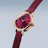 BERING 11022-969 CLASSIC POLISHED ROSE GOLD PURPLE MESH WOMEN'S WATCH