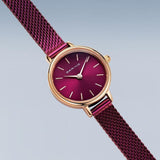 BERING 11022-969 CLASSIC POLISHED ROSE GOLD PURPLE MESH WOMEN'S WATCH